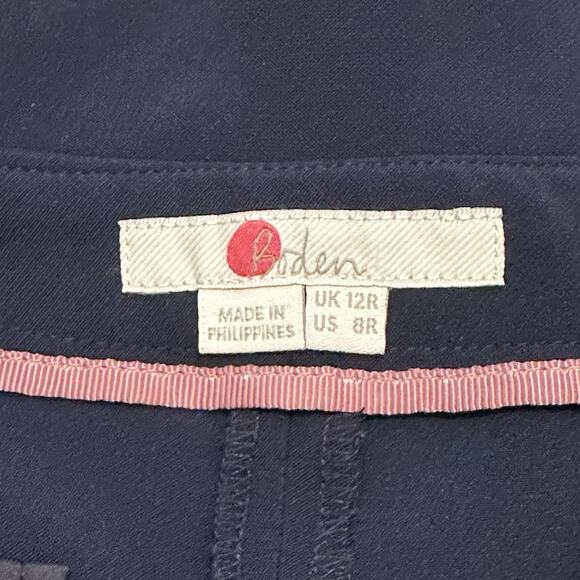 Boden Women 8R US 12R UK Pants Flat Front Wide Leg Cropped Navy Blue - Picture 5 of 8